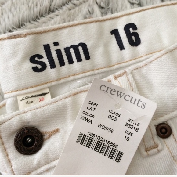 NWT J Crew Boys' slim jean in white wash 16 - Picture 7 of 8